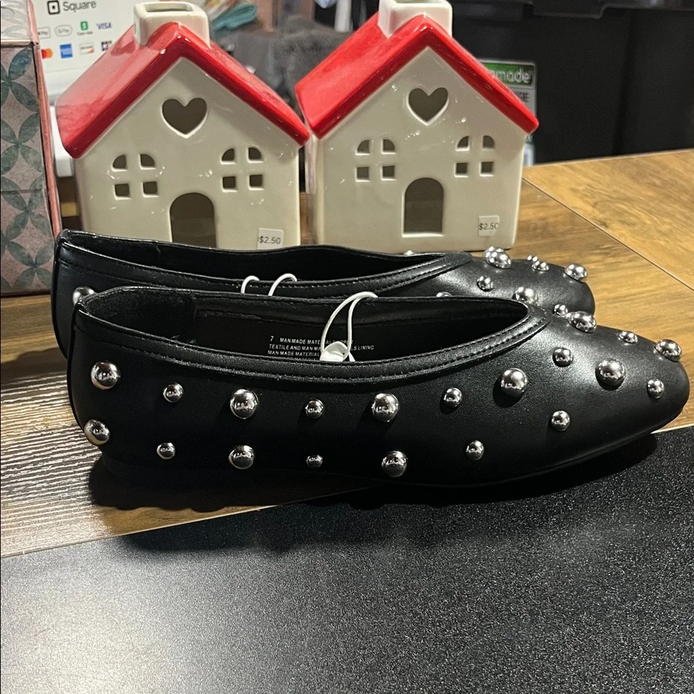 a new day Black Flats with Silver Studs - Picture 2 of 5